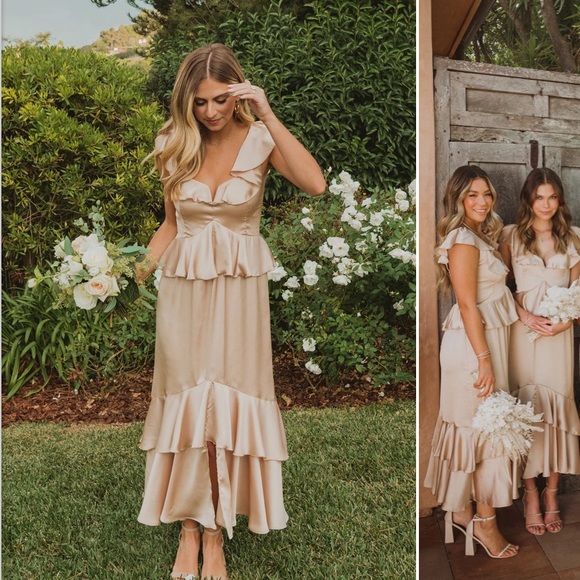 Show Me Your MuMu Dresses & Skirts - Champagne satin midi dress